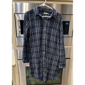 Faherty Women's Size Medium Plaid Flannel Long Sleeve Button Front Shirt Dress